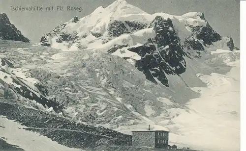 Berghütte: Tschiervahütte mit Piz Roseg ngl 104.689