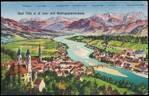 Bad Tölz Panorama mit Gebirge gl1936 139.589