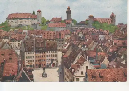 Nürnberg Albrecht-Dürer-Denkmal mit Blick auf die Burg gl1921 215.779
