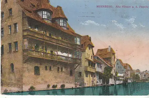 Nürnberg Alte Häuser an der Pegnitz gl1918 C7318