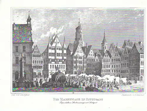 H.SCHÖNFELD Der Marktplatz von Stuttgart nglWerbekarte Stadt Stuttgart C8691