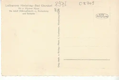 Hindelang-Bad Oberdorf A.H.-Paßstraße m.Breitenberg und Rotspitze ngl C8709