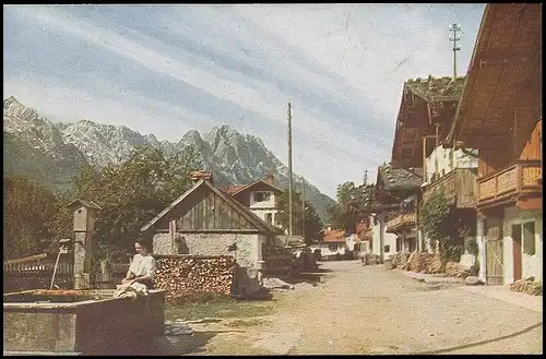 Garmisch Frühlingstraße mit Alp-und Zugspitze gl1942 137.252