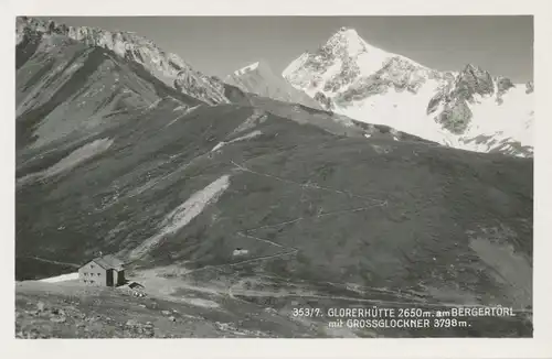 Berghütte: Glorerhütte am Bergertörl mit Großglockner ngl 104.274