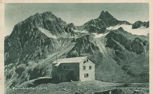 Berghütte: Darmstädterhütte mit Saumspitze und Großem Seekopf glca.1910 104.225