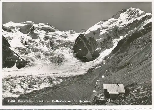 Berghütte: Bovalhütte mit Bellavista und Piz Bernina ngl 104.192