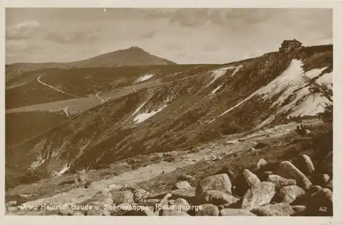 Berghütte: Riesengebirge Prinz-Heinrich-Baude und Schneekoppe gl1926 104.356