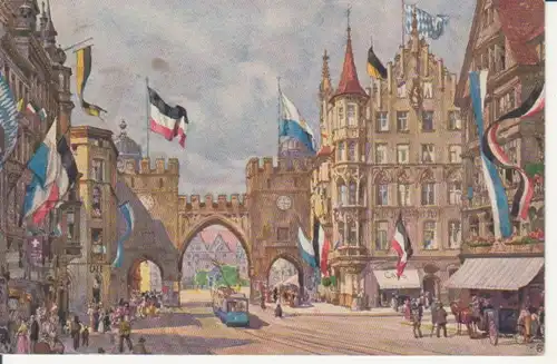 München - Karlstor im Flaggenschmuck ngl 216.240