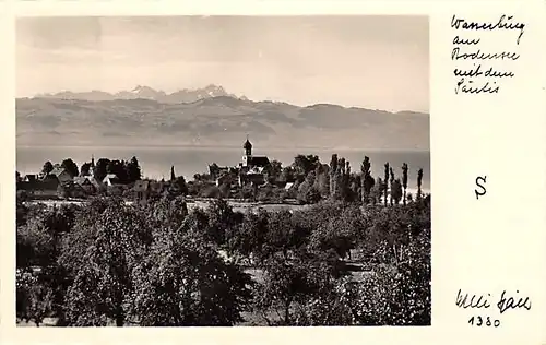 Wasserburg am Bodensee Panorama mit dem Säntis gl1954 144.402