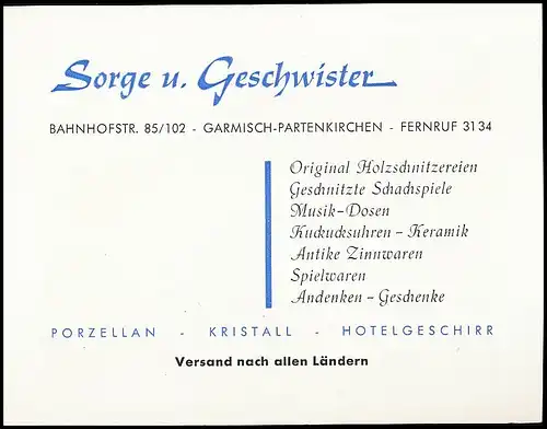 Garmisch-Partenkirchen Sorge und Geschwister Porzellan Kristall ngl 137.191