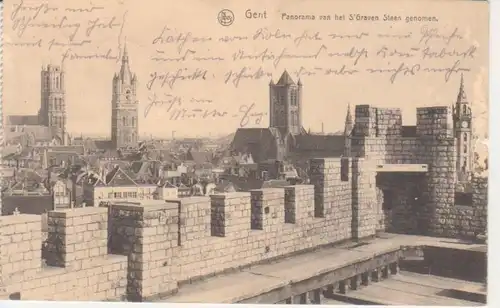 Gent - Panorama van het S'Graven Steen genomen feldpgl1915 217.413