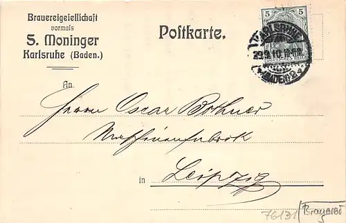 Karlsruhe Brauereigesellschaft vormals S. Moninger gl1910 140.565