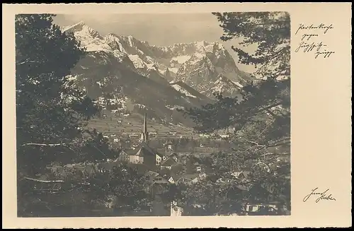 Partenkirchen Panorama gegen Zugspitzgruppe ngl 137.302