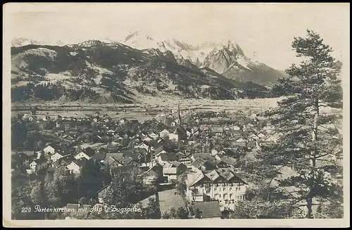 Partenkirchen Panorama mit Alp-und Zugspitze gl1928 137.267