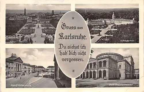 Karlsruhe Teilansichten Mehrbildkarte gl1940 140.608