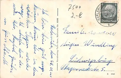 Karlsruhe Teilansichten Mehrbildkarte gl1940 140.608