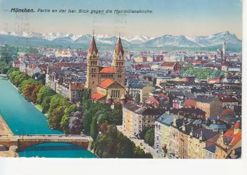 München - Isarpartie mit Blick gegen die Maximilianskirche gl1928 216.283