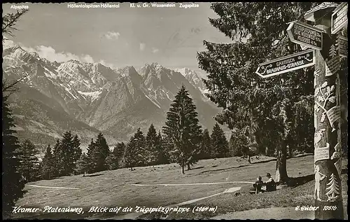 Garmisch-Partenkirchen Kramer-Plateauweg Blick Zugspitzgruppe gl1954 137.287