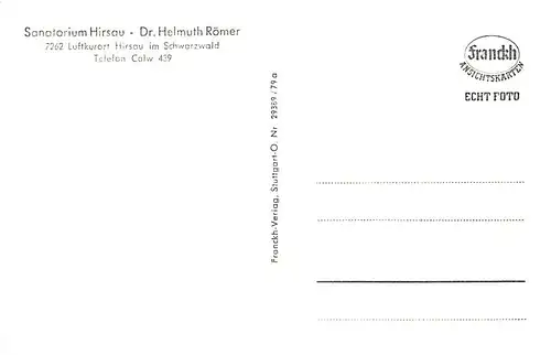 Hirsau im Schwarzwald Sanatorium Römer ngl 144.561