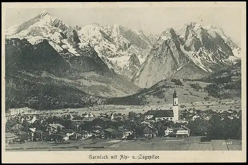 Garmisch Panorama mit Alp-und Zugspitze glca.1915 137.349