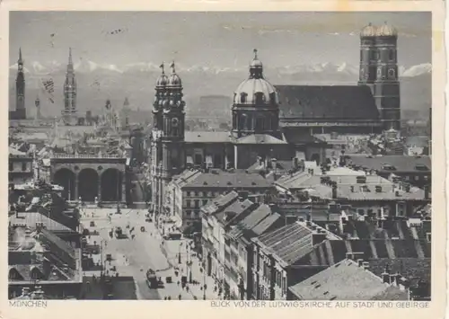 München - Blick von der Ludwigskirche auf Stadt und Gebirge gl1943 216.217