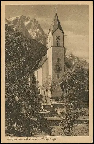 Obergrainau Dorfkirche mit Zugspitze ngl 138.288