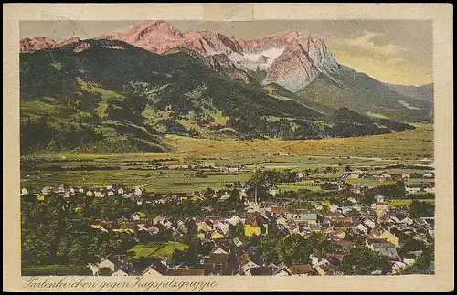 Partenkirchen Panorama gegen Zugspitzgruppe gl1923 137.380