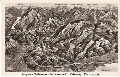 Königssee Berchtesgaden Bad Reichenhall Ruhpolding Panoramakarte ngl C7627