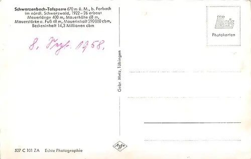 Schwarzenbach-Talsperre bei Forbach ngl 143.033