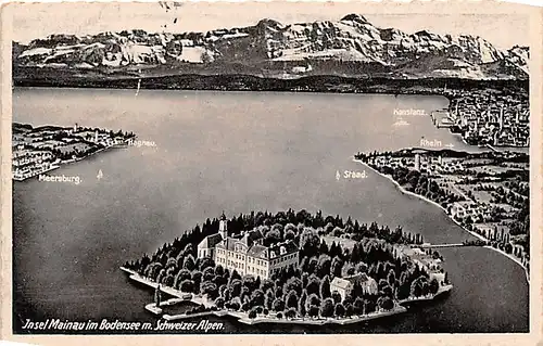 Insel Mainau (Bodensee) mit Schweizer Alpen gl1941 140.940