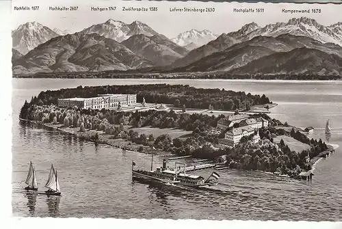 Herreninsel im Chiemsee u.Alpenkette gl1965 C7971