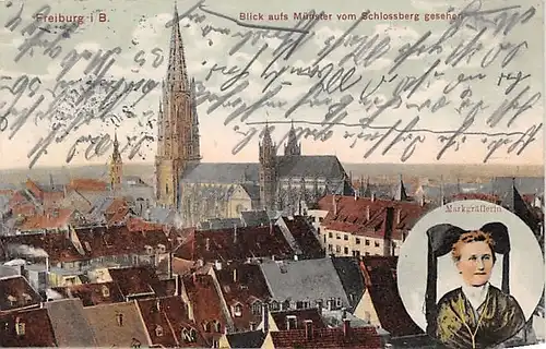 Freiburg im Breisgau Blick aufs Münster vom Schlossberg aus gl1913 141.061