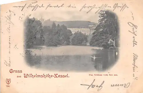 Kassel-Wilhelmshöhe Das Schloss vom See aus gl1897 143.533