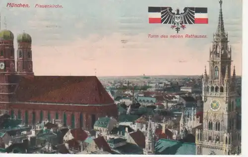 München - Stadtpanorama mit Rathausturm und Frauenkirche feldpgl1918 216.420