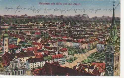 München - Stadtpanorama mit Blick auf die Alpen ngl 216.282