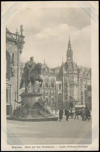 Bremen Blick auf den Marktplatz Kaiser-Wilhelm-Denkmal ngl 138.709