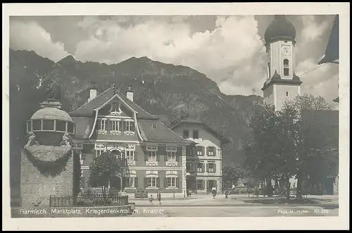 Garmisch Marktplatz Denkmal mit Kramer ngl 138.834