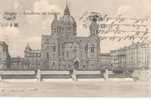 München - Lukaskirche mit Isarquai gl1911 216.442