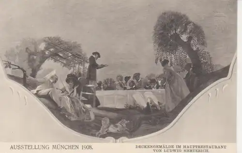 München - Ausstellung 1908 Deckengemälde ngl 216.362