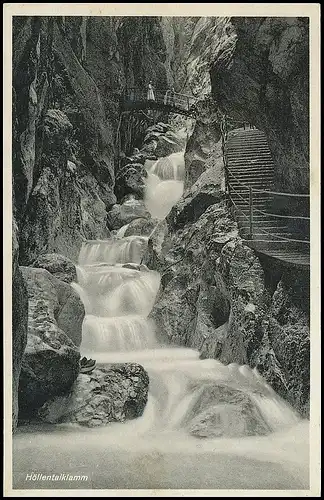 Garmisch-Partenkirchen Höllentalklamm Bogenbrücke und Wasserfall ngl 137.327