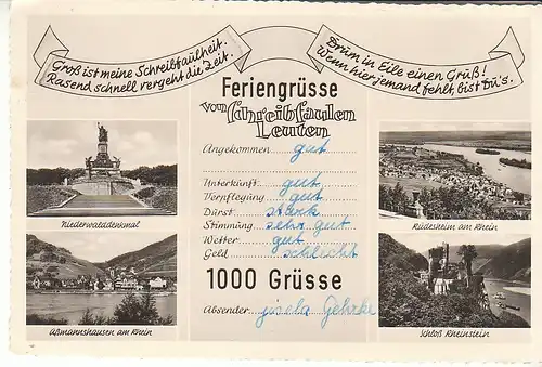 Rüdesheim Feriengrüße mit Lagebericht gl1957 C8000