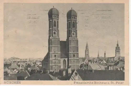 München - Frauenkirche mit Rathaus und St. Peter gl1920 216.437