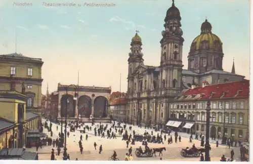 München - Theatinerkirche mit Feldherrnhalle gl1909 216.451