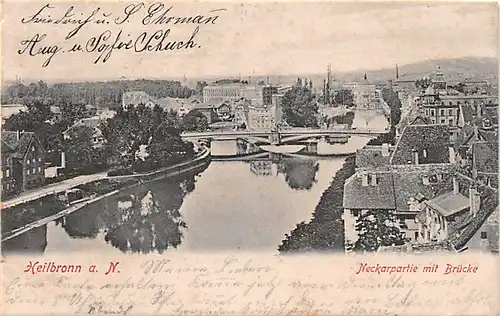 Heilbronn a.N. Neckarpartie mit Brücke gl1905 141.880