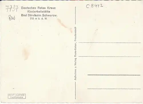 Bad Dürrheim Schwarzwald DRK Kinderheilstätte ngl C8412