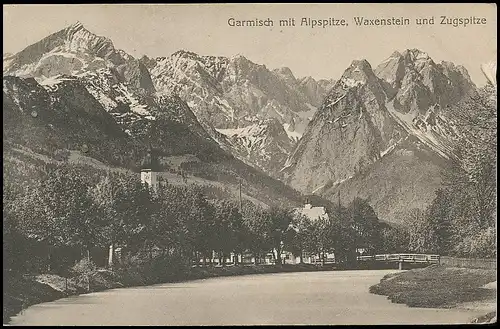 Garmisch mit Alpspitze, Waxenstein und Zugspitze gl1916 137.830