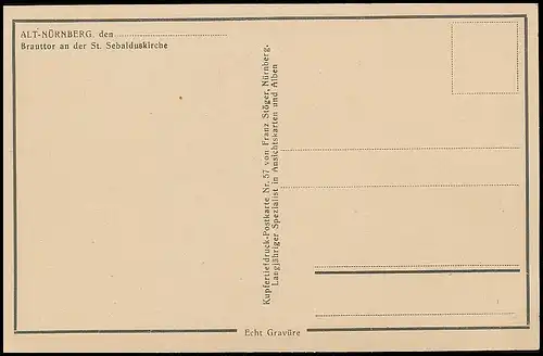 Alt-Nürnberg Brauttor an der St. Sebalduskirche ngl 138.511