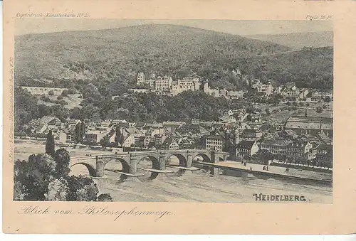 Heidelberg Blick vom Philosophenweg um 1900 ngl D0374