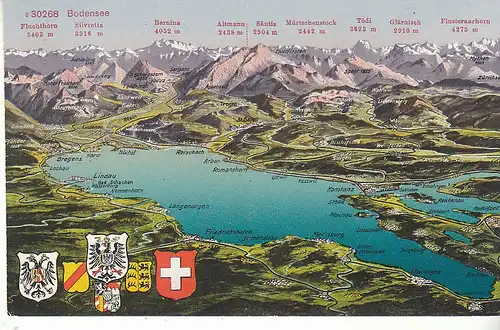 Bodensee-Panorama mit Anlieger-Wappen ngl C8710