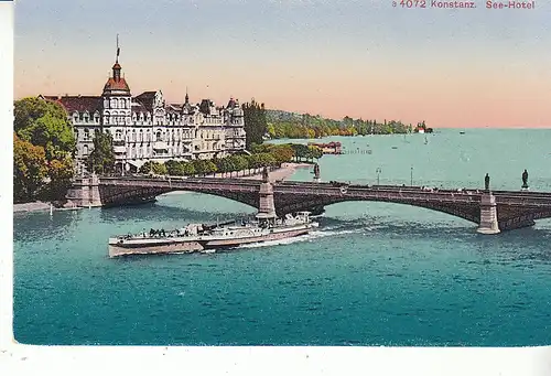 Konstanz Bodensee Rheinbrücke mit Seehotel ngl D0405